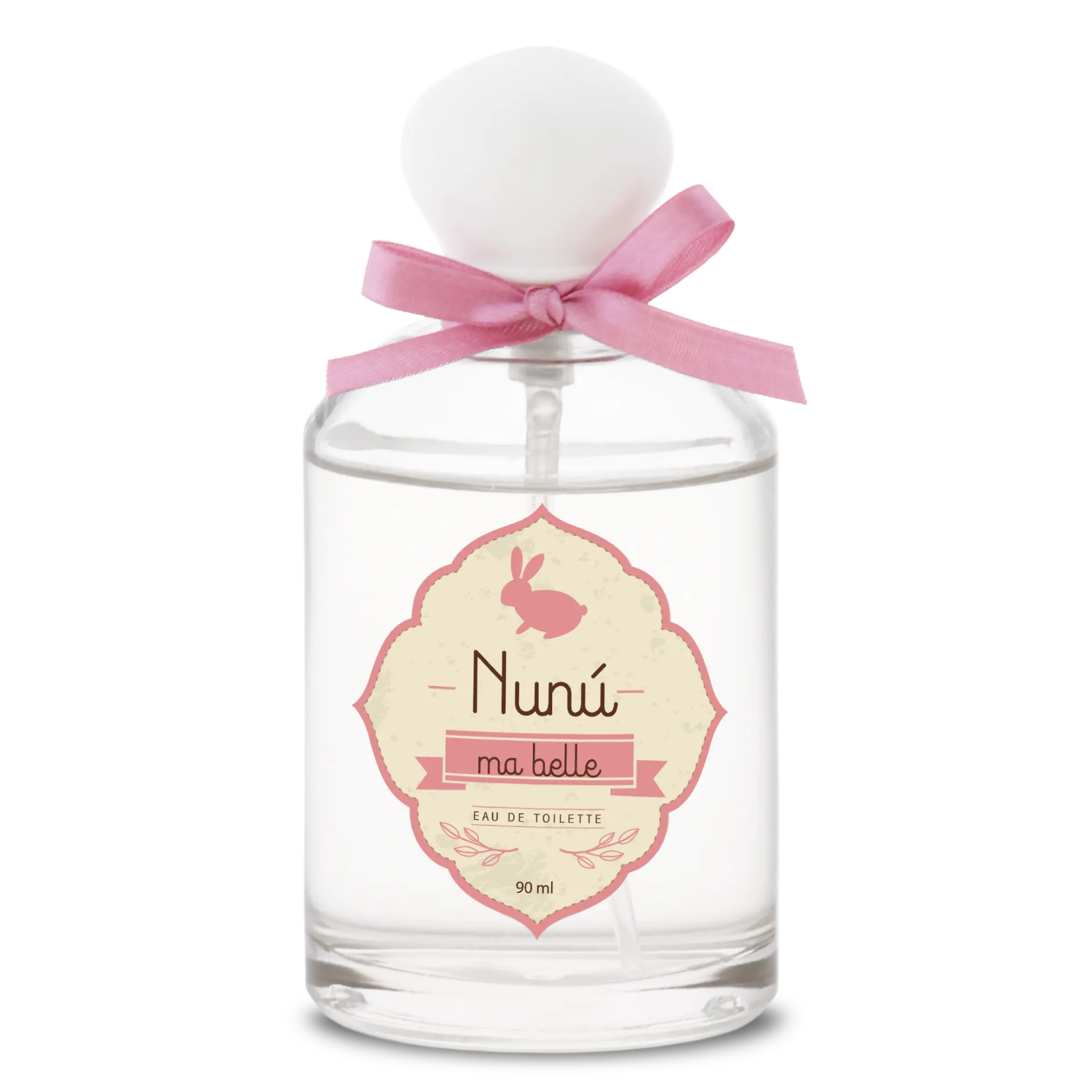 Frasco de perfume Nunú Ma Belle de 90 ml con lazo rosa